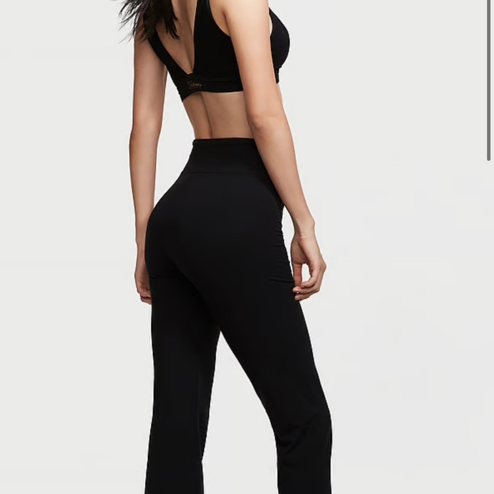 Pink mid rise yoga  fold over flare leggings large